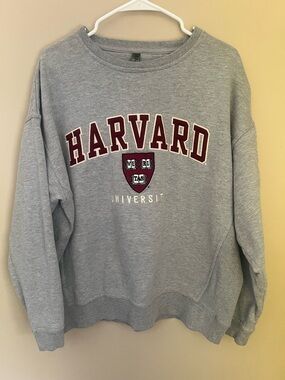 VINTAGE Harvard Grey Crewneck Sweatshirt with Maroon Logo